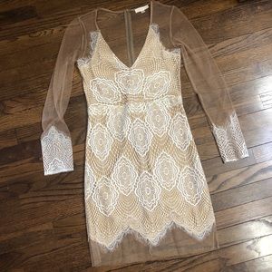 LuLu’s Dress Luxxel M White & Nude Mesh